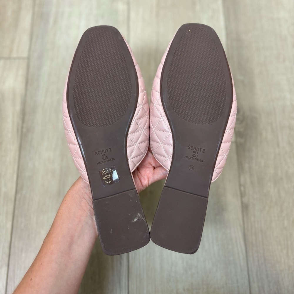 SCHUTZ Adra Quilted Flat Mules in Pink Size 10 - Picture 10 of 11